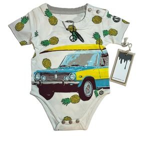 Mini‎ Shatsu Surf Woodie Wagon Bodysuit Size 6 Month New